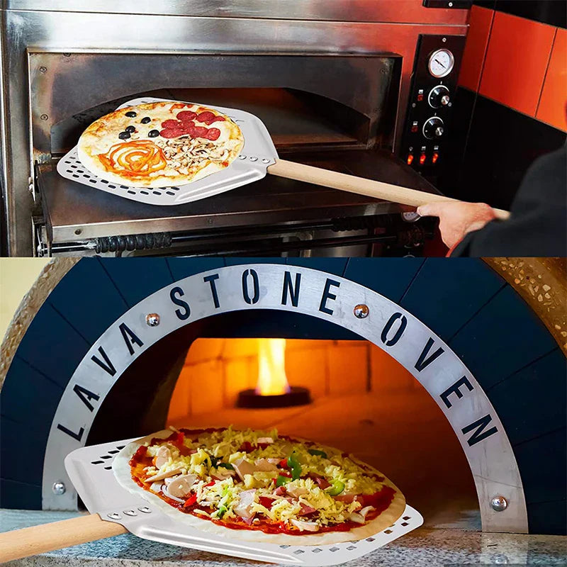 12/14 Inch Aluminum Perforated Pizza Shovel Peel with Detachable Handle - Nonstick Oven Baking Paddle Spatula Turners Accessories