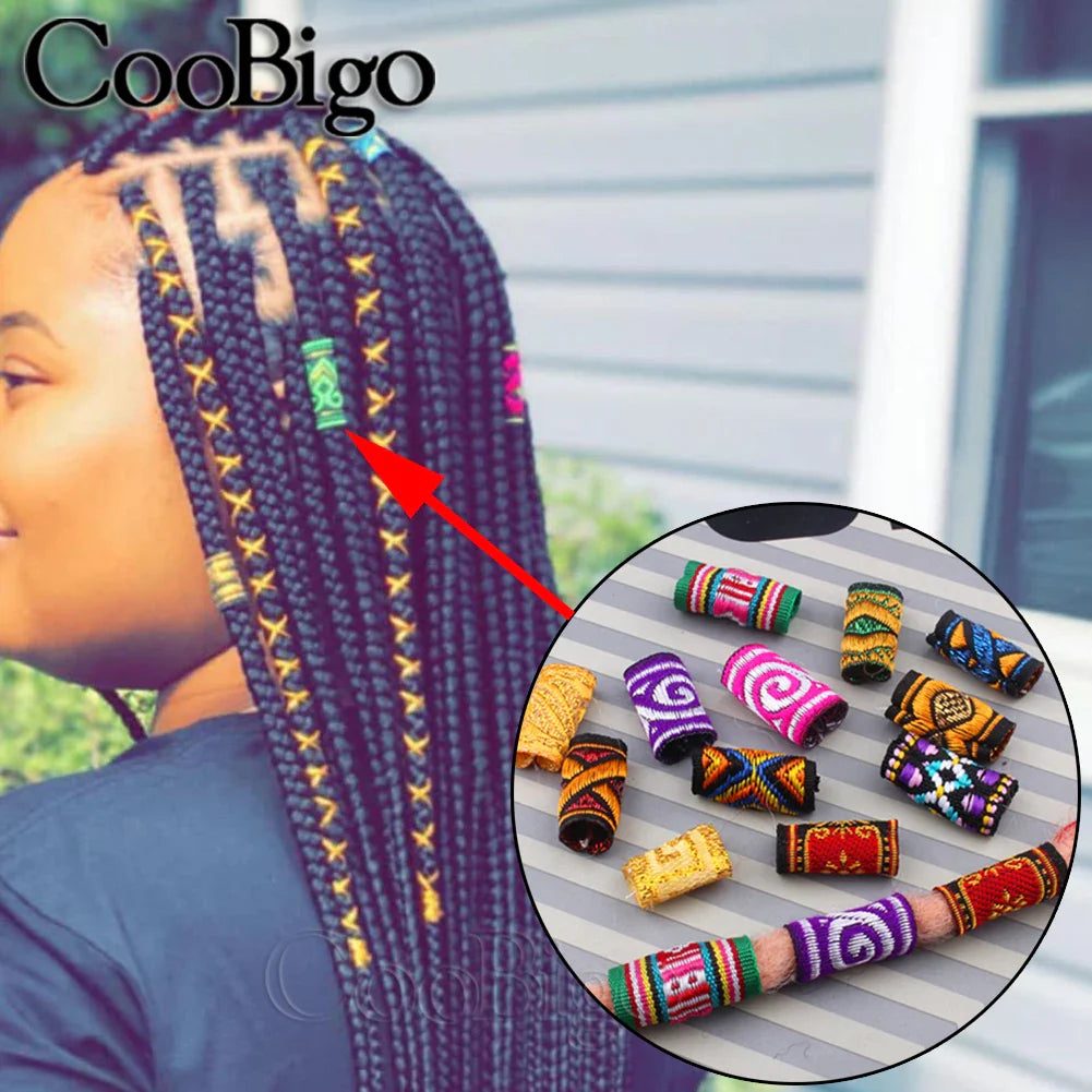 Braid Hair Rings & Tubes — Hip-Hop Dreadlock Beads, Embroidery Fabric Clips, Cuffs & Hair Decor DIY Craft Supplies by CooBigo