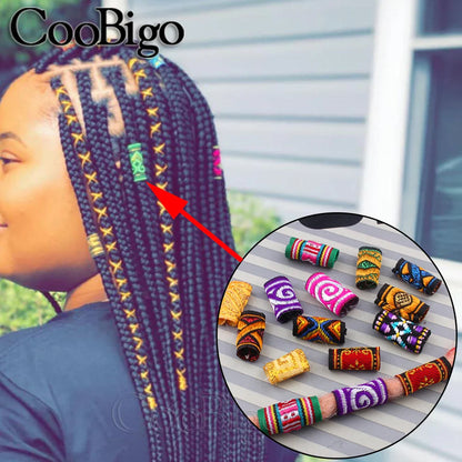 Braid Hair Rings & Tubes — Hip-Hop Dreadlock Beads, Embroidery Fabric Clips, Cuffs & Hair Decor DIY Craft Supplies by CooBigo