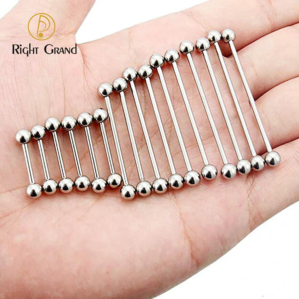 5Pcs Right Grand ASTM F136 Implant Grade Titanium Straight Barbell Tongue Ring – Internal Thread Body Piercing Jewelry (12–25mm)