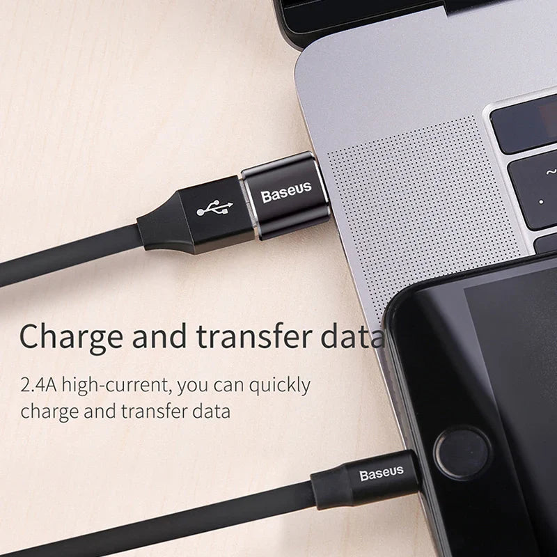 Baseus USB to Type-C OTG Adapter – USB-C Male to Micro USB Female Converter for MacBook, Samsung S20, USBC OTG Connector