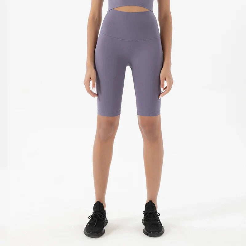 SOISOU Women’s High Waist Nylon Sports Shorts – Breathable No-Show Seamless Yoga, Gym & Cycling Fitness Shorts (24 Colors)