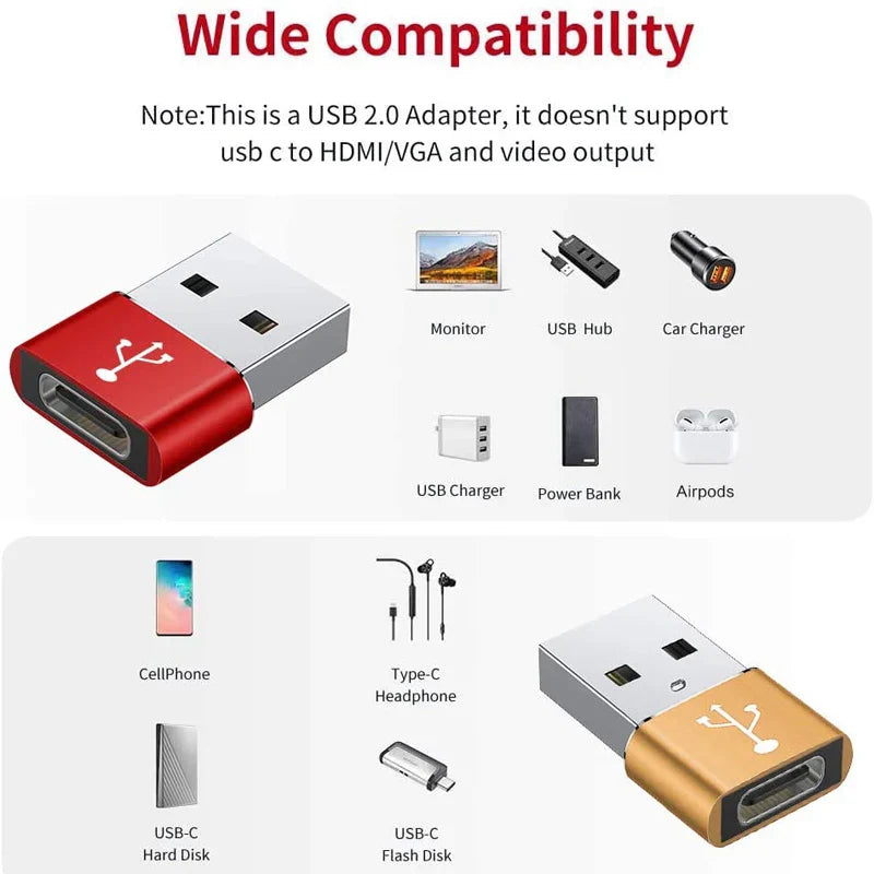 USB 3.0 to USB-C 3.1 Adapter – Mini Hi-Speed Type-C Female to USB-A Male Converter for Fast Charging & Data Sync OTG