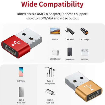 USB 3.0 to USB-C 3.1 Adapter – Mini Hi-Speed Type-C Female to USB-A Male Converter for Fast Charging & Data Sync OTG
