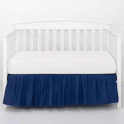 Premium Crib Bed Skirt with White Sheet – 4-Sided Pleated Ruffle Nursery Bedding for Baby Boys & Girls Toddler Beds