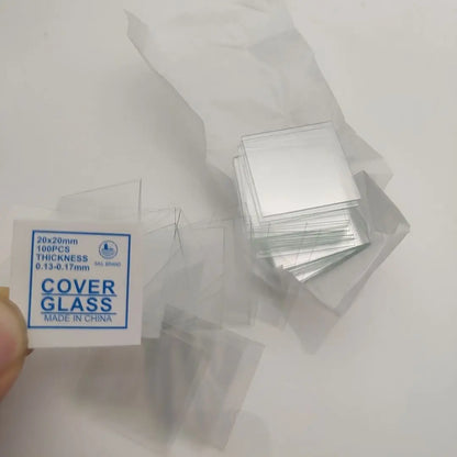 100 Pcs Transparent Square Glass Slides Coverslips - Optical Instrument Microscope Cover Slips for Microscopy