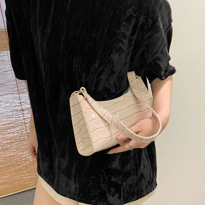Fashion PU Leather Alligator Pattern Bag for Women – Small Armpit Handbag, Underarm Messenger Purse