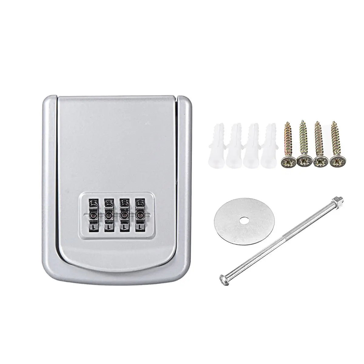 Mini Key Lock Box – Wall Mounted Alloy Safe Organizer with 4-Digit Combination for Indoor & Outdoor Security Storage