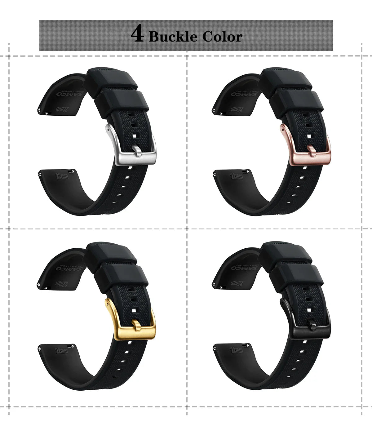 Premium Silicone Watch Band – Quick Release Rubber Strap, 18mm 20mm 22mm Replacement Watchband