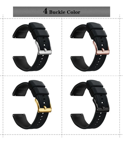 Premium Silicone Watch Band – Quick Release Rubber Strap, 18mm 20mm 22mm Replacement Watchband