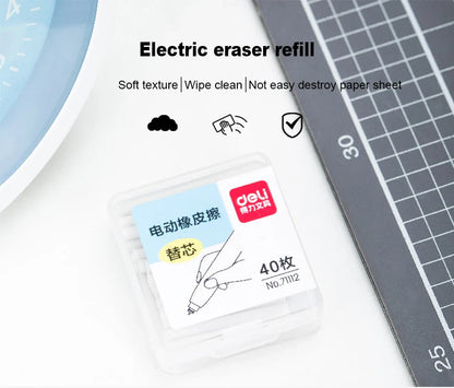 Deli Electric Eraser with Refills – 2.5/5mm Kawaii Kneaded Erasers for Pencils, Office, School & Art Supplies