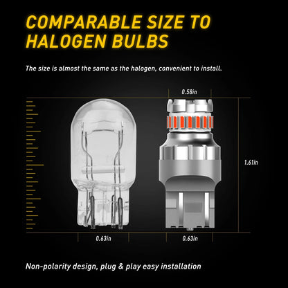 AUXITO 2PCS T20 7443 LED Bulbs – No Error Red & White Brake, Backup, Reverse, DRL Parking Lights