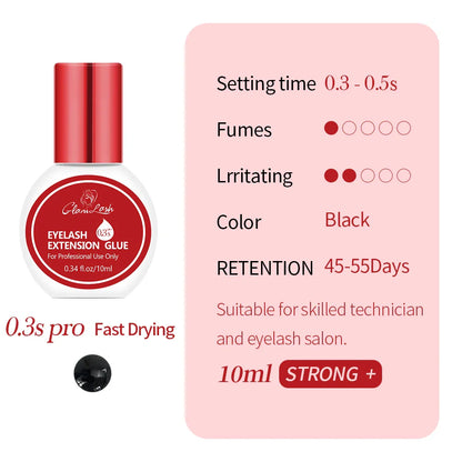 GLAMLASH Eyelash Extension Glue — Black Adhesive Kit for Individual False Lashes, 0.3–2 Sec Dry Time, Professional Use