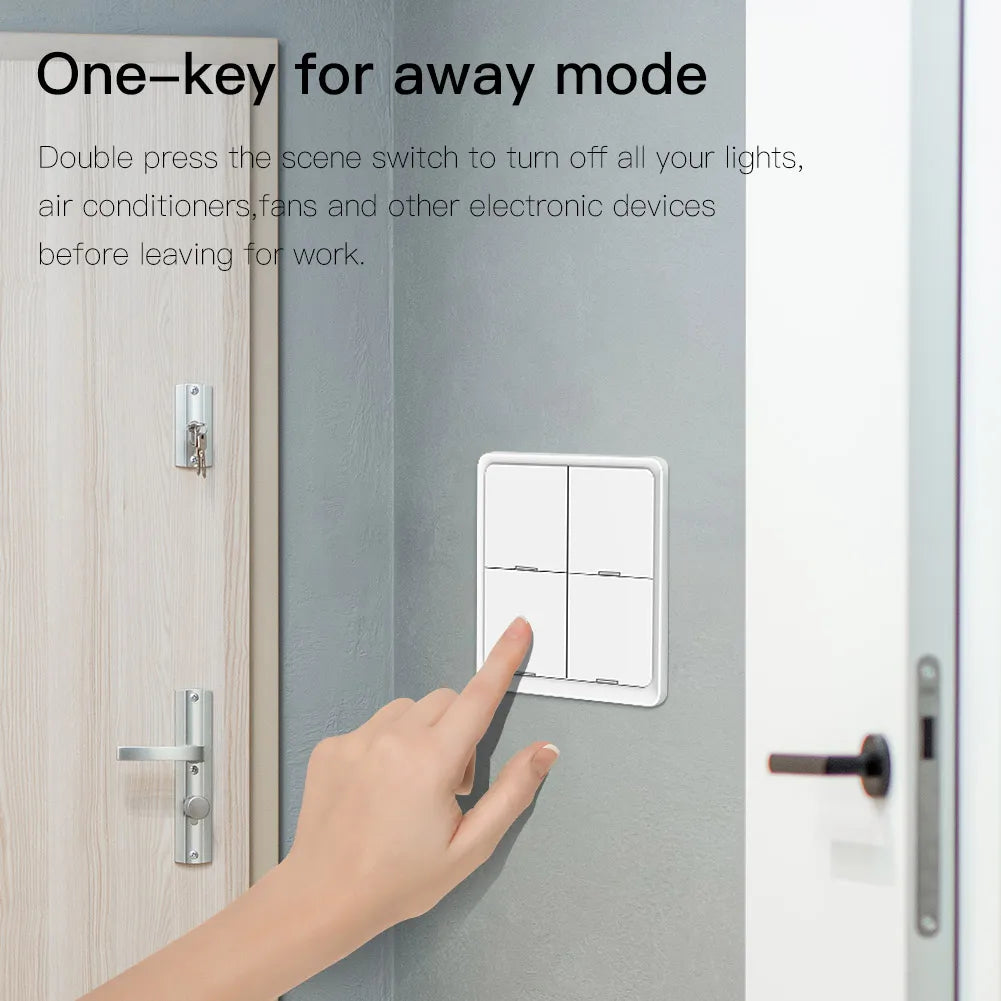 MOES 4-Gang Tuya ZigBee Wireless Scene Switch – Battery-Powered Smart Controller for Tuya Automation