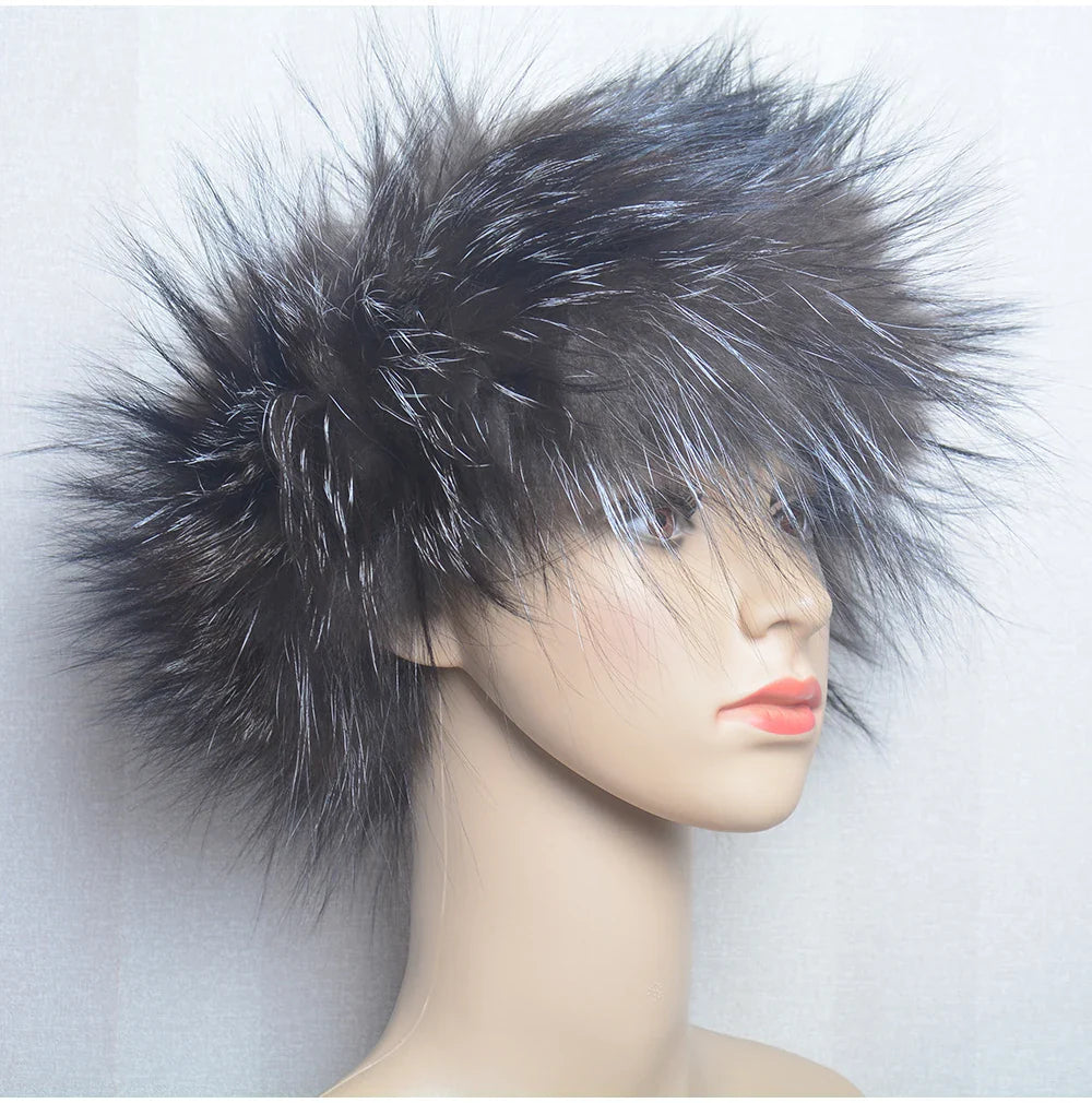 2025 Real Fox Fur Scarf and Headband – Luxury Winter Neck Warmer for Women, 100% Natural Fur, Elastic Ring Muffler