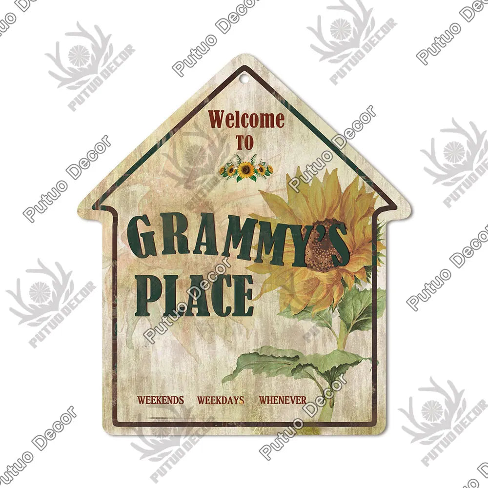 Putuo Decor Welcome House Shaped Wooden Sign – Rustic Hanging Plate for Home, Living Room Wall Decor