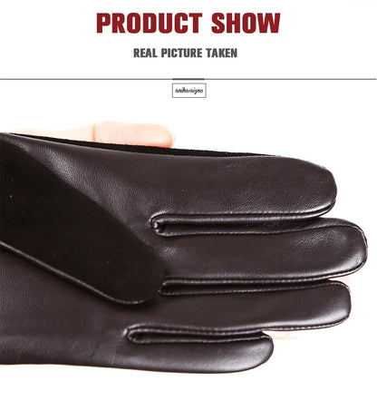 Women’s Winter Touch Gloves – 50% Genuine Leather & 50% Suede, Colorful Warm Leather Gloves