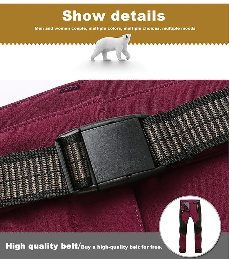 LNGXO Men’s Fleece Hiking Pants – Thick Warm Winter Waterproof & Windproof Soft Shell Ski, Trekking, and Camping Trousers