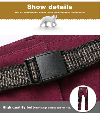 LNGXO Men’s Fleece Hiking Pants – Thick Warm Winter Waterproof & Windproof Soft Shell Ski, Trekking, and Camping Trousers