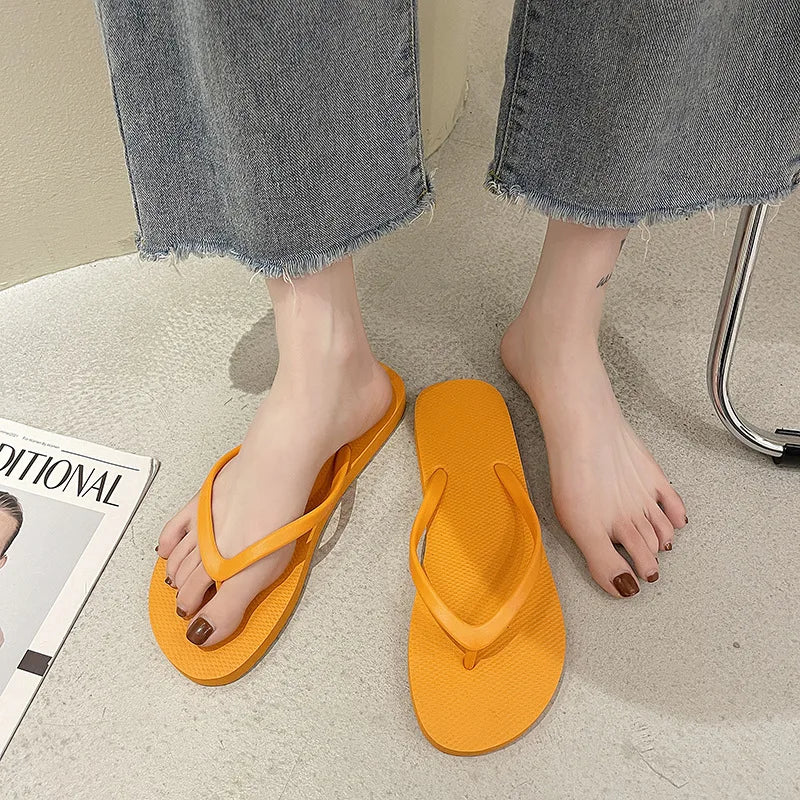 Women's Summer Flat Flip Flops - Comfortable Indoor Home Slippers in Multiple Colors