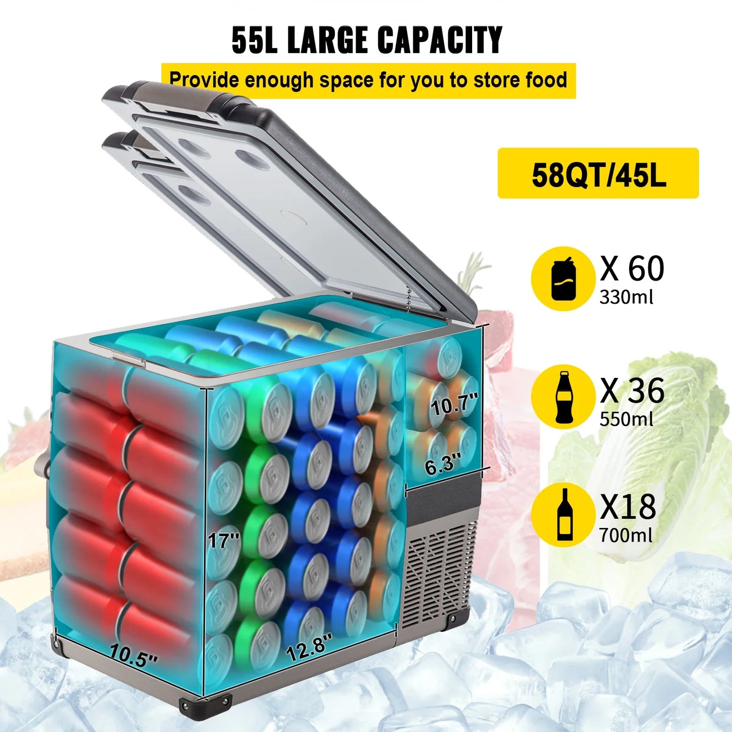 SucceBuy Portable Car Refrigerator - 20L-55L Compressor Cooler Freezer for Camping, Travel & Outdoor Use
