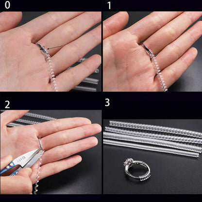 4pcs Transparent Spiral Ring Size Adjuster | Coil Ring Guard Tightener for Jewelry Resizing | Spring-Based Reducer Tool