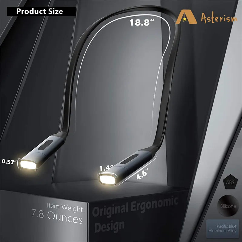 USB Rechargeable LED Neck Reading Lamp - High-Quality, Hands-Free Portable Book Light for Camping, Repairing, and Lighting