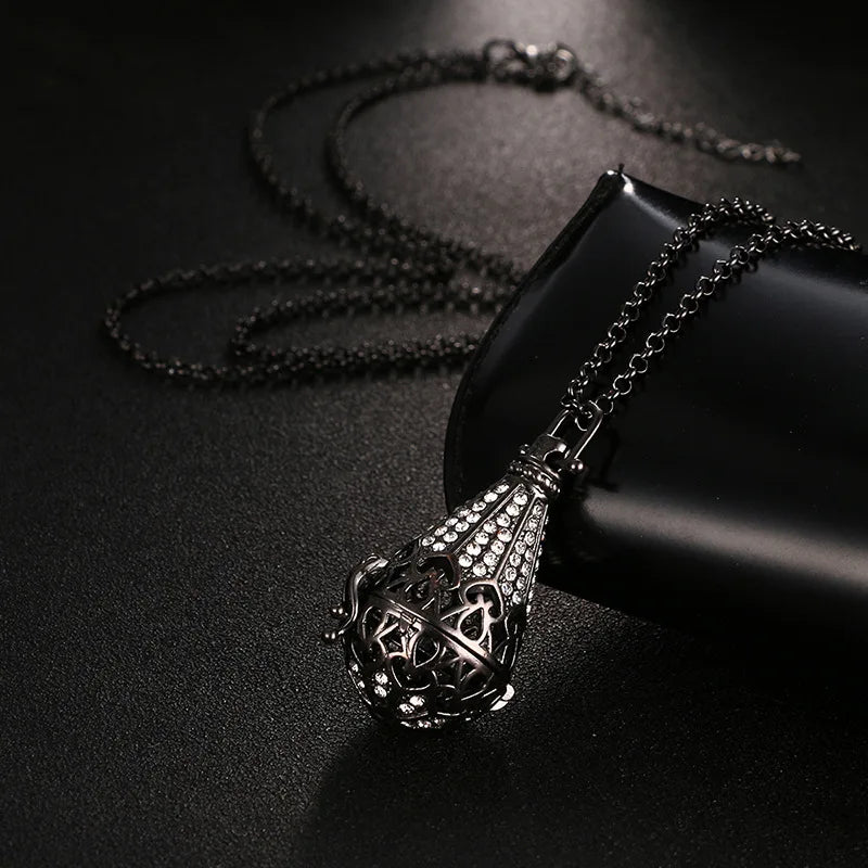 Mexico Music Ball Hollow Zircon Pendant Necklace – Vintage Perfume Aromatherapy Locket for Women