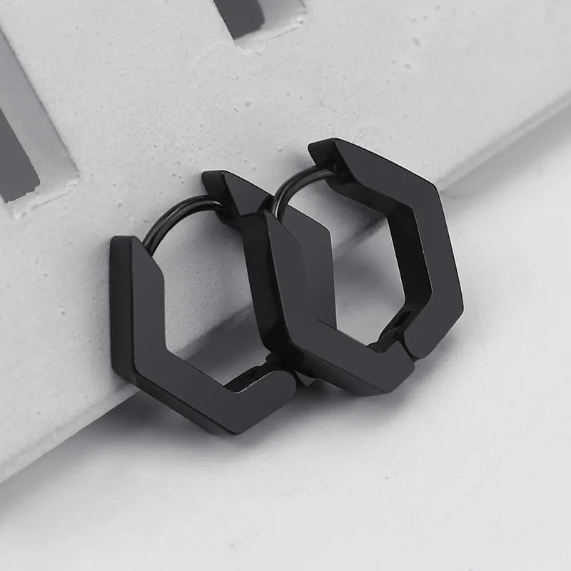 MEYRROYU Stainless Steel Mini Hoop Earrings – 3 Color Geometric Jewelry for Women & Men