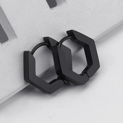 MEYRROYU Stainless Steel Mini Hoop Earrings – 3 Color Geometric Jewelry for Women & Men