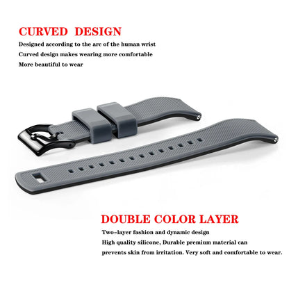 Premium Silicone Watch Band – Quick Release Rubber Strap, 18mm 20mm 22mm Replacement Watchband