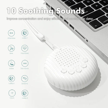 Portable White Noise Sound Machine | Baby Sleep Machine with 10 Soothing Sounds | Volume Adjustable | Built-in Rechargeable Battery