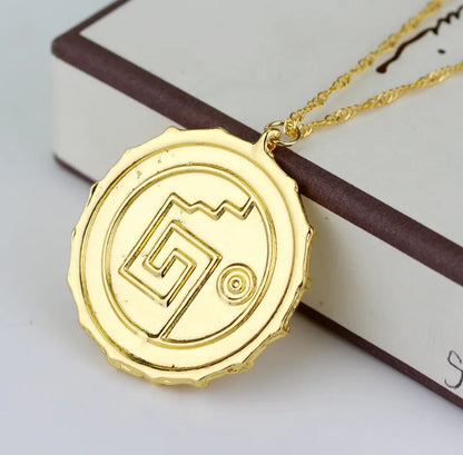 Caribbean Pirates Aztec Gold Coin Necklace – Retro Skull Pendant, Punk Hip Hop Movie Accessory