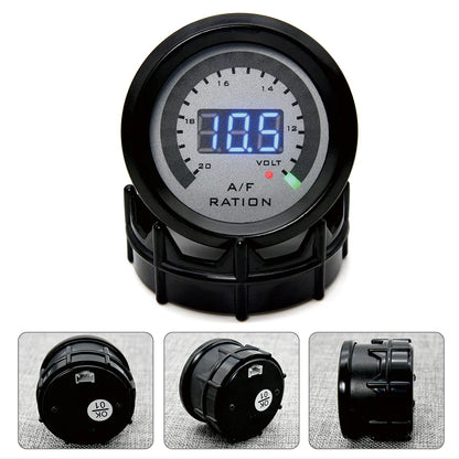 52mm Digital Air Fuel Ratio Gauge — AFR Display with Narrowband O2 Oxygen Sensor 0258006028, Smoked Car Gauge for Gasoline Engines, 12V