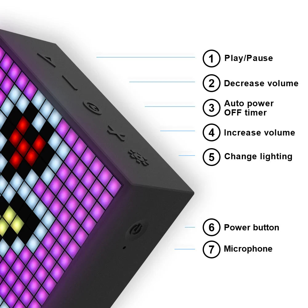Divoom Timebox Evo Bluetooth Speakers – Wireless with Clock, Alarm, Programmable LED Display for Pixel Art Creation, Unique Gift