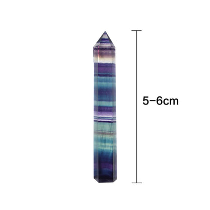 Natural Fluorite Crystal Wand — Colorful Striped Quartz Stone Point for Healing & Energy Treatment (4-7cm)