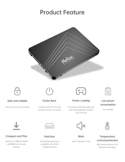 Netac SATA SSD Internal Solid State Drive – 128GB to 4TB HD SSD Disk for Laptops & PCs
