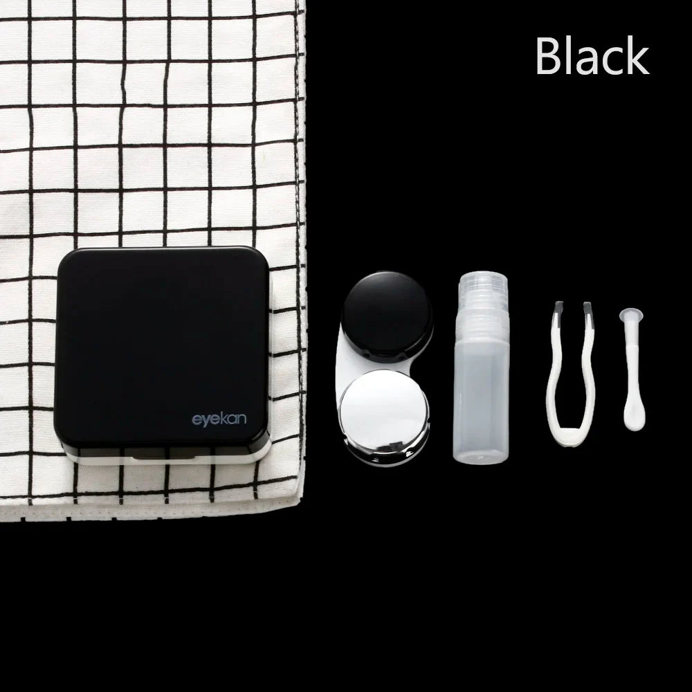 Square Contact Lens Case – Portable Travel Lens Storage & Soaking Box Holder, Solid Color Fashion Eyewear Accessory Container