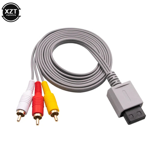 1.8m 3-RCA AV Cable for Nintendo Wii – Gold-Plated Composite Audio Video Cord
