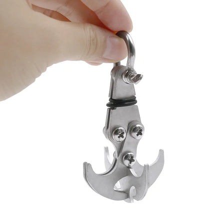 Multifunctional Survival Folding Grappling Hook - Stainless Steel/Iron Plating Outdoor Climbing Claw Carabiner - Travel Rescue Tool