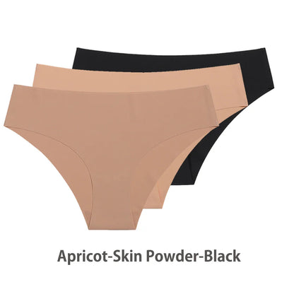 3PCS Seamless Silk Panties for Women – Breathable Low Waist Invisible Briefs, Soft & Sexy Underwear Set