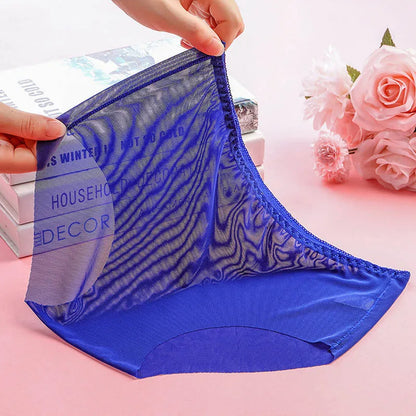 Women’s Full Transparent Panties – Sexy Seamless Ultra-Thin Mid-Rise Lace Briefs Lingerie Underwear