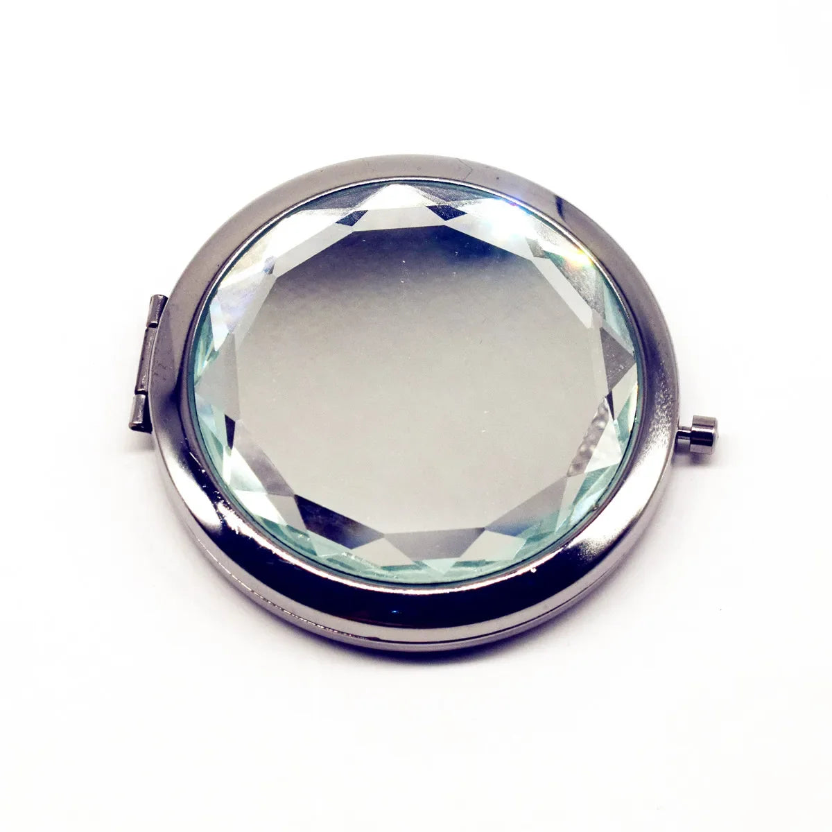Luxury Crystal Folding Makeup Mirror - Portable Round Gold & Silver Pocket Compact Mirror, Personalized Beauty Gift