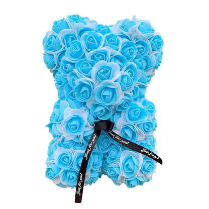 2024 40cm Rose Bear – Heart-Shaped Artificial Flower Teddy Bear for Valentine’s, Wedding, Birthday & Christmas Gifts