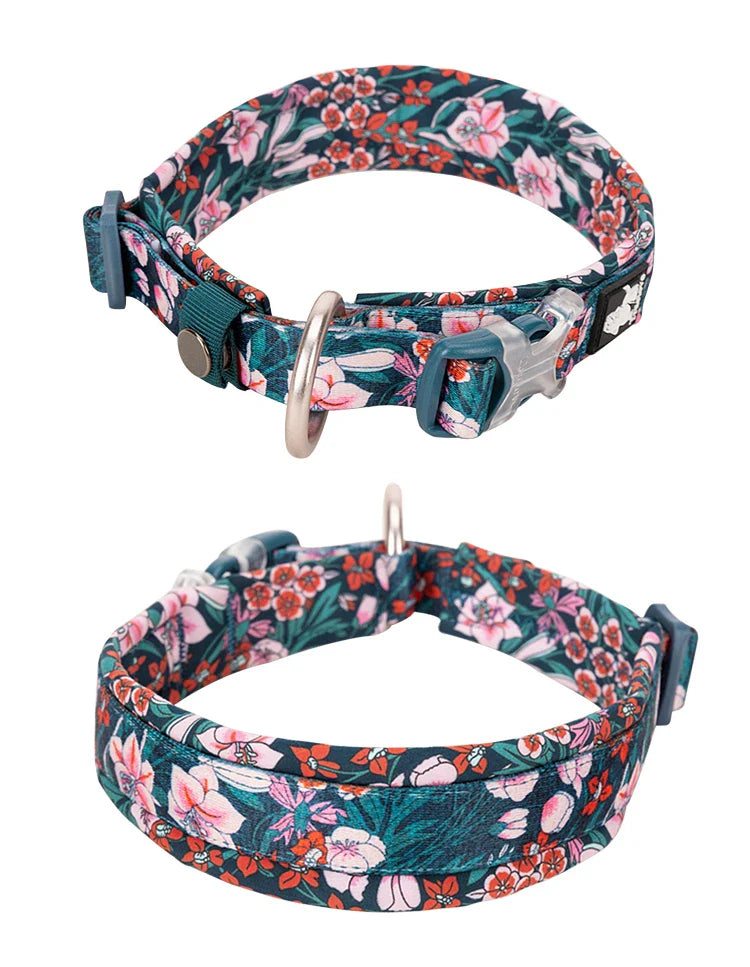Truelove Floral Pet Collar – Padded Comfort Cushion, Camouflage Design for Small, Medium & Large Dogs, Outdoor Running Collar TLC5273