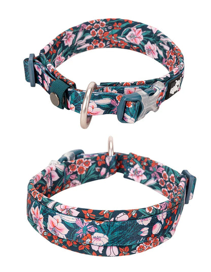 Truelove Floral Pet Collar – Padded Comfort Cushion, Camouflage Design for Small, Medium & Large Dogs, Outdoor Running Collar TLC5273