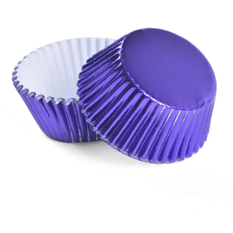 100PCS Gold Foil Tulip Cupcake Liners – Colorful Baking Muffin Wrappers for Weddings, Parties & Dessert Decor
