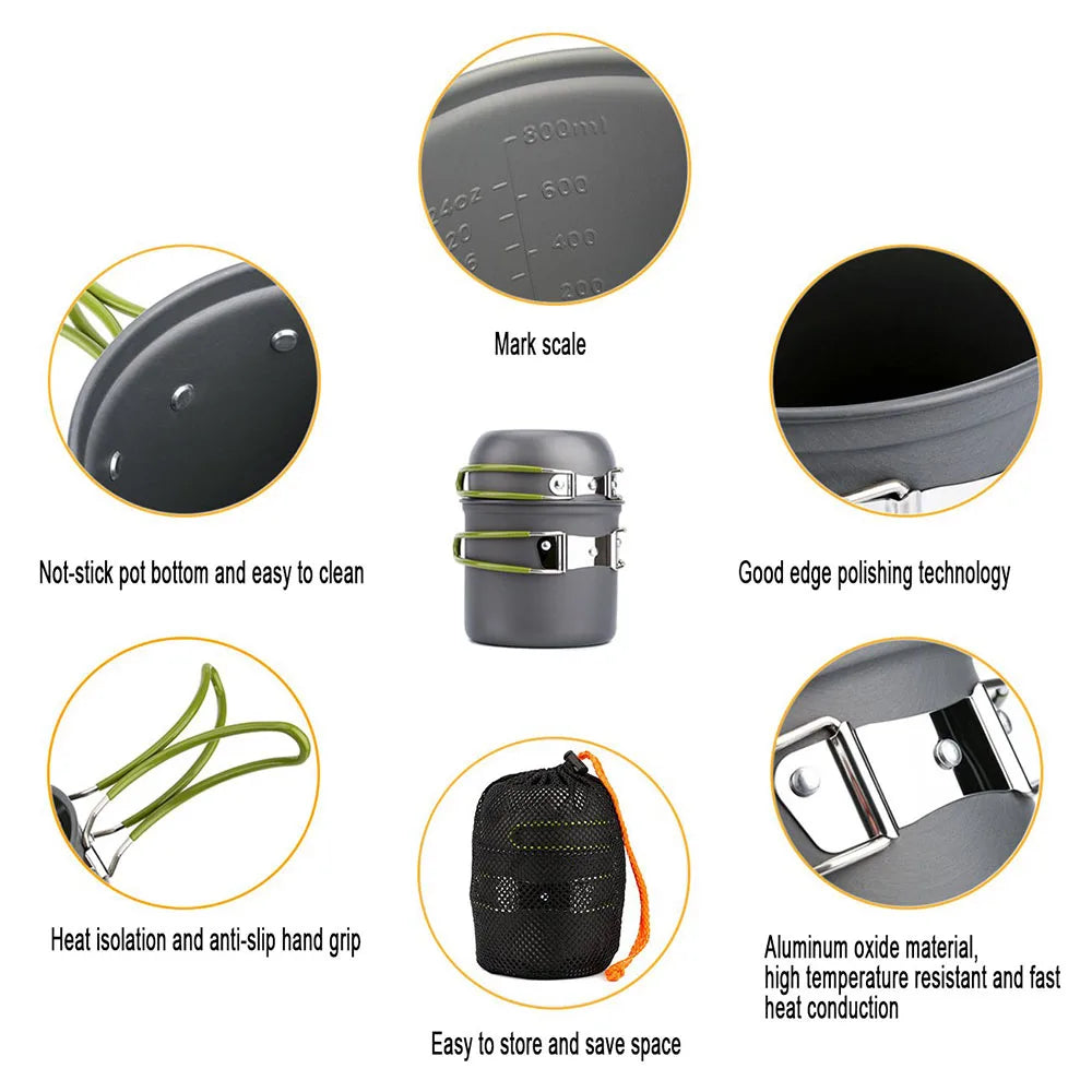 Ultralight Camping Cookware Set – Portable Pots & Tableware for Hiking, Trekking, Picnic, Fishing, and Mountaineering