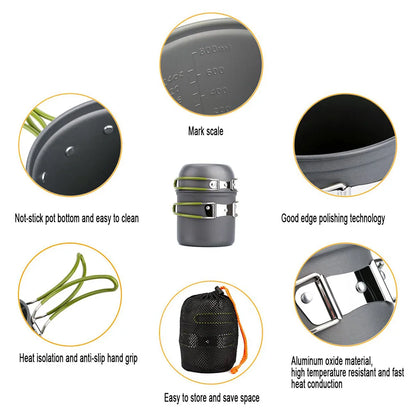 Ultralight Camping Cookware Set – Portable Pots & Tableware for Hiking, Trekking, Picnic, Fishing, and Mountaineering
