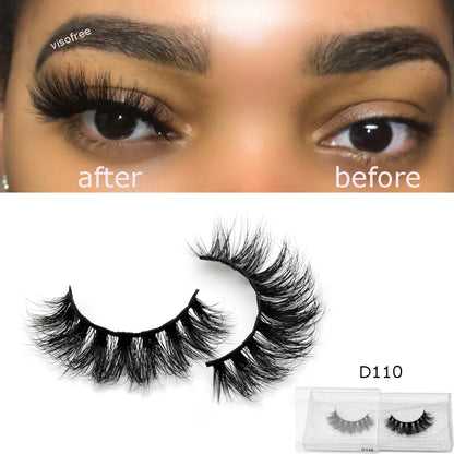 3D Real Mink False Eyelashes – Thick Handmade Strip Lashes with Glitter Packing for Makeup Beauty D101